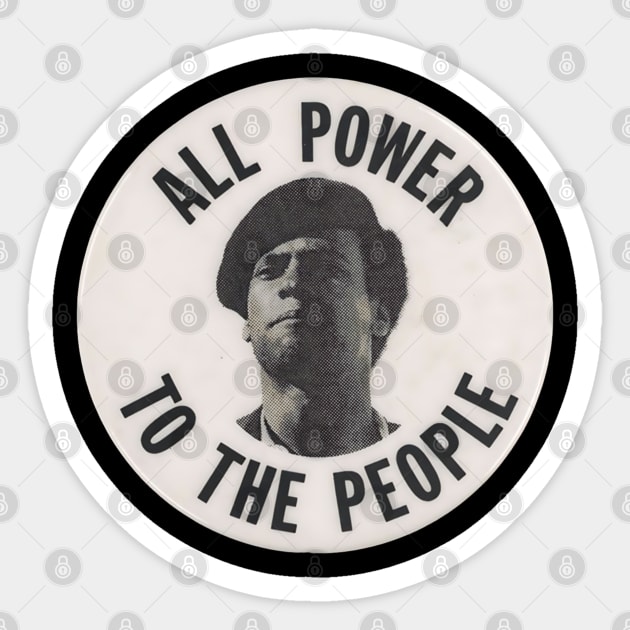 All Power To The Power Huey Newton retro Button Sticker by UrbanLifeApparel